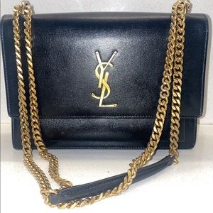 YSL SUNSET MEDIUM CHAIN BAG IN Black